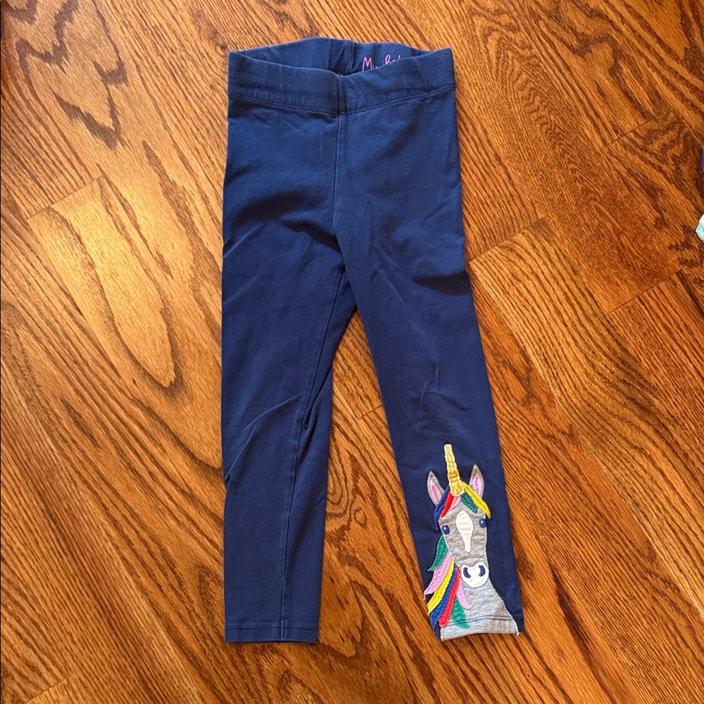 Mini Boden Kids Blue Unicorn Leggings